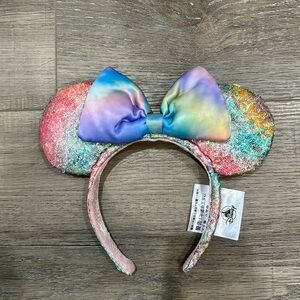 Disney Parks Sequin Pastel Rainbow Tie Dye Headband Ears Minnie Mouse
